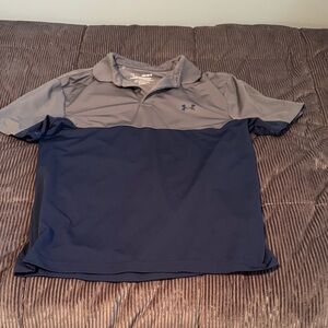 Under Armour Men's Golf Polo Gray Navy Colorblock Size Medium